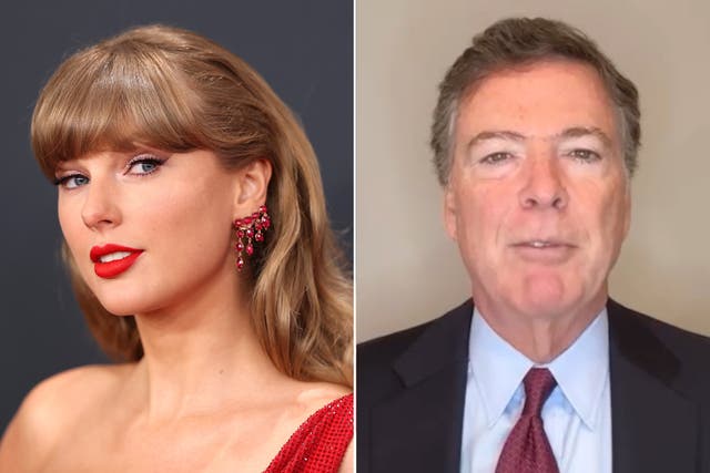 <p>Taylor Swift has been lavishly praised by ex-FBI director James Comey, who says he takes strength from her music and listens to her while mowing his lawn</p>