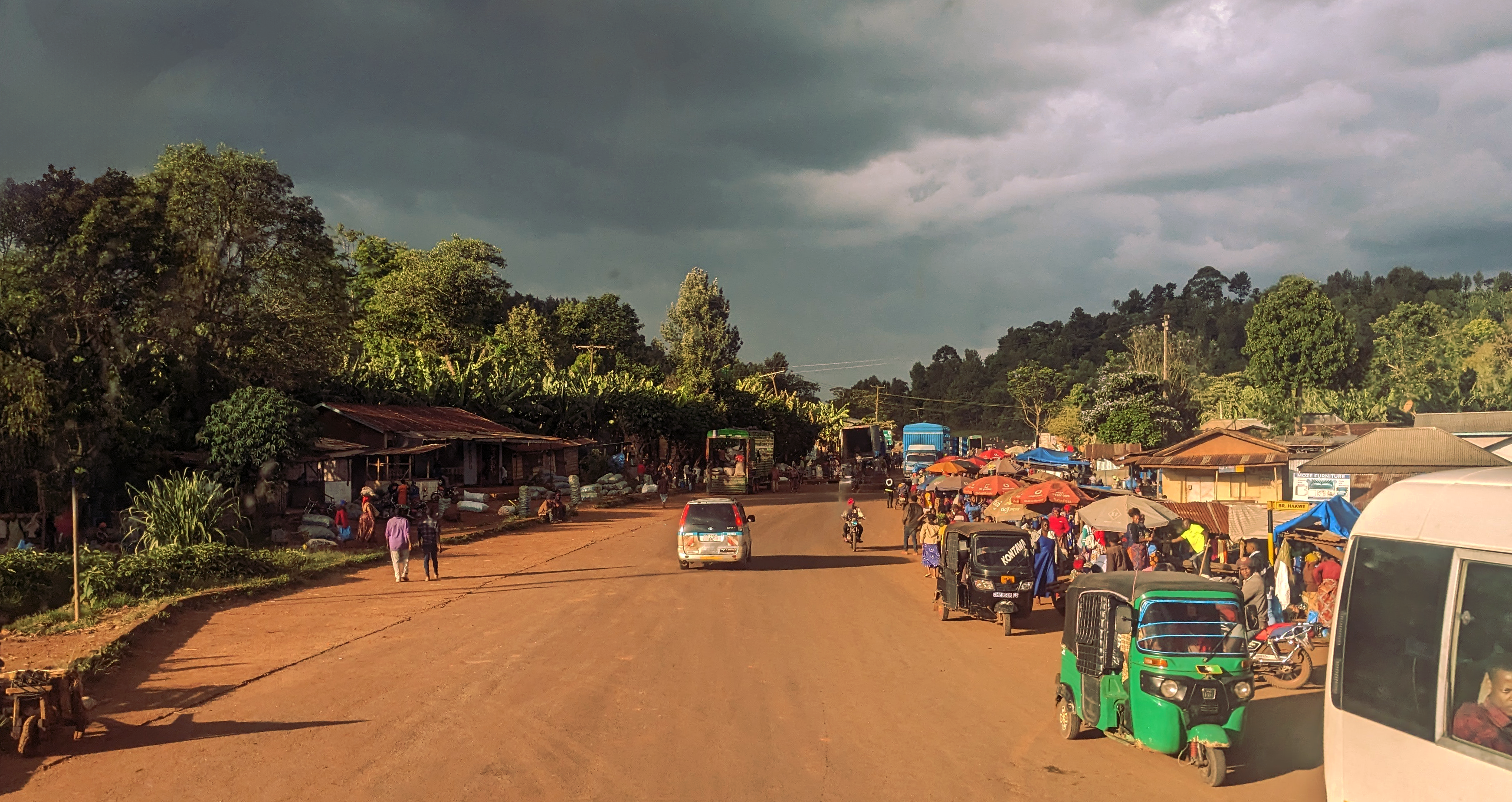 Clouds roll in over the foothills of Mount Kilimanjaro in Tanzania
