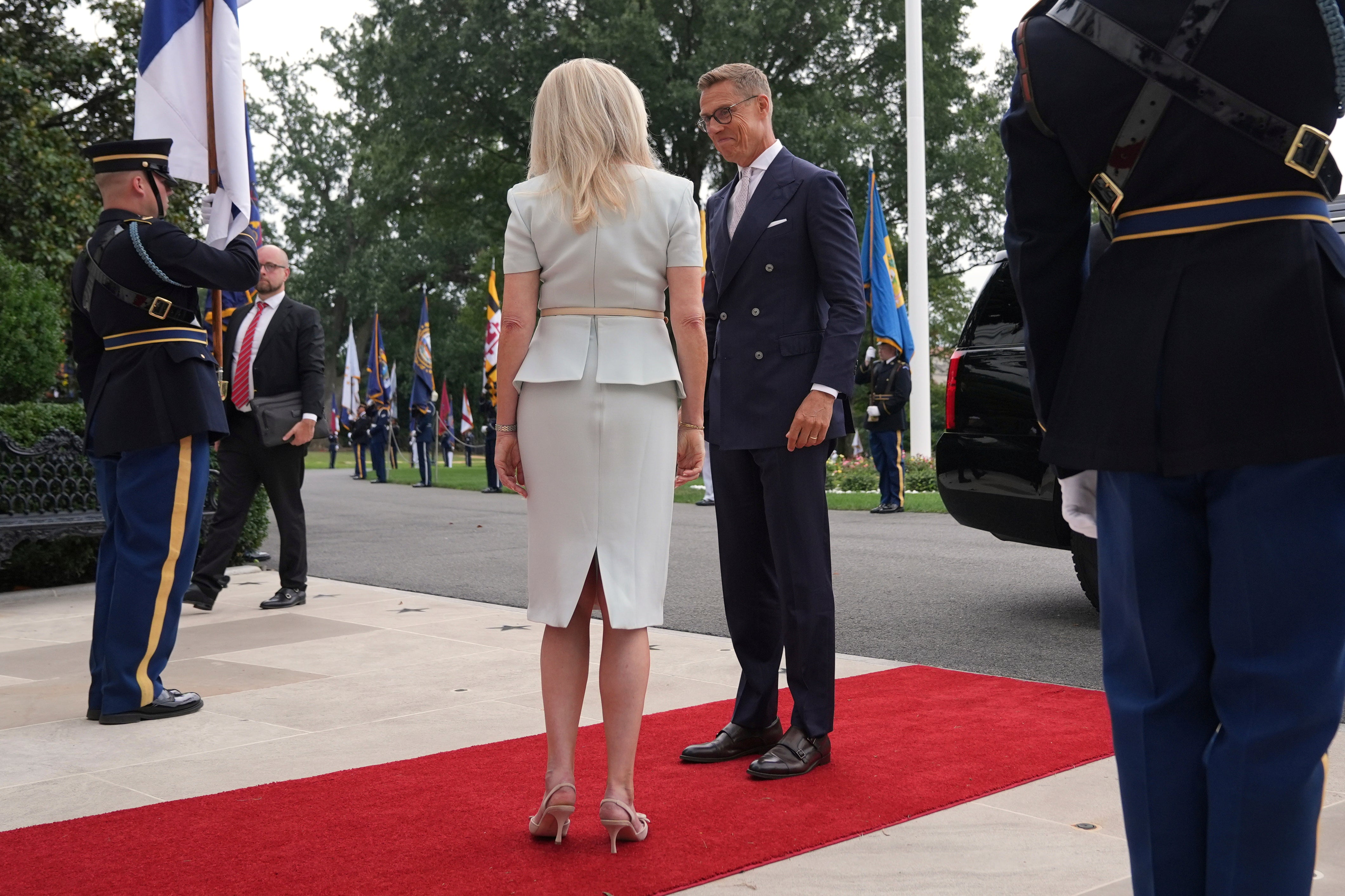 Finnish President Alexander Stubb arrives at the White House