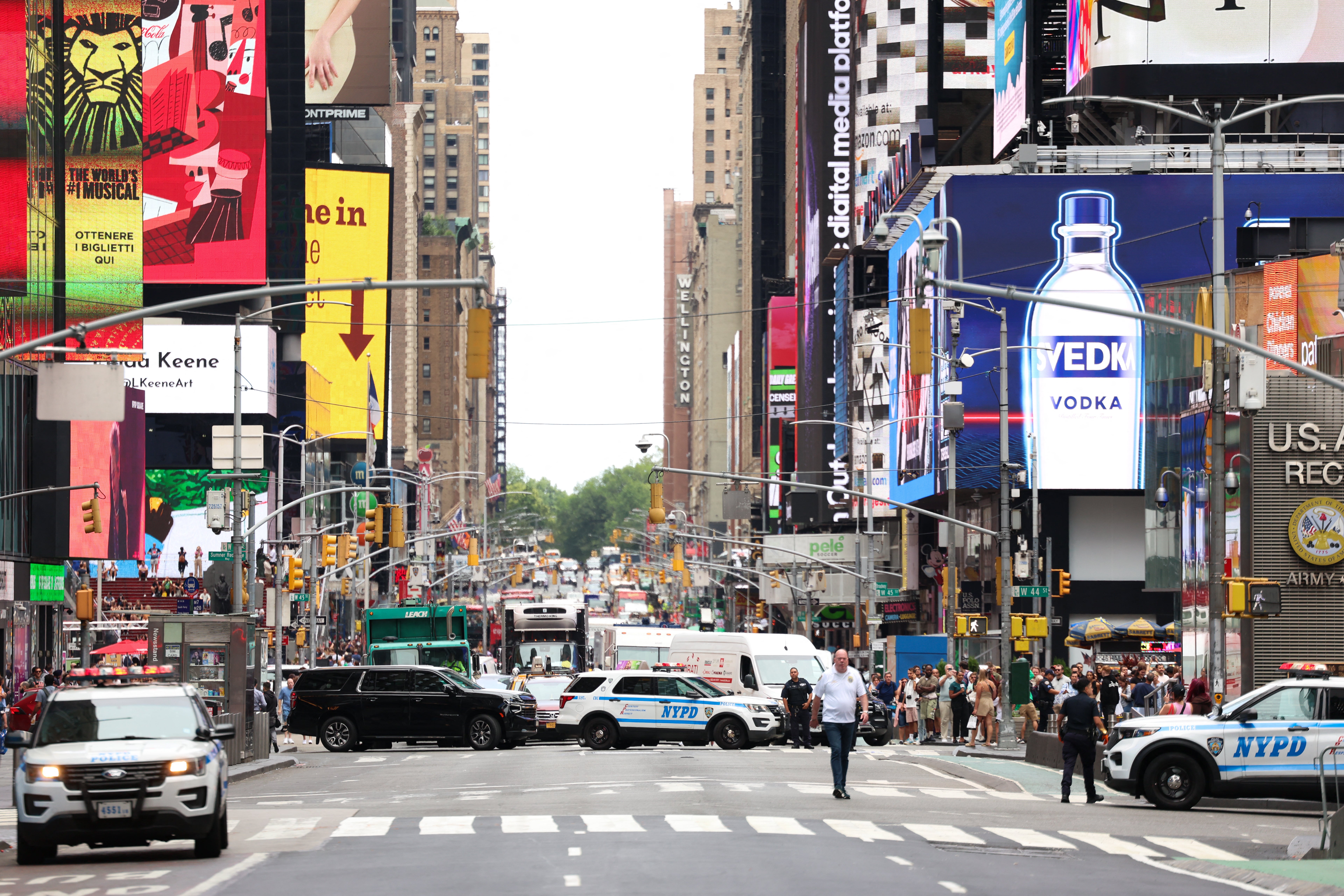 The NYPD’s bomb squad was also on scene at Times Square Monday afternoon