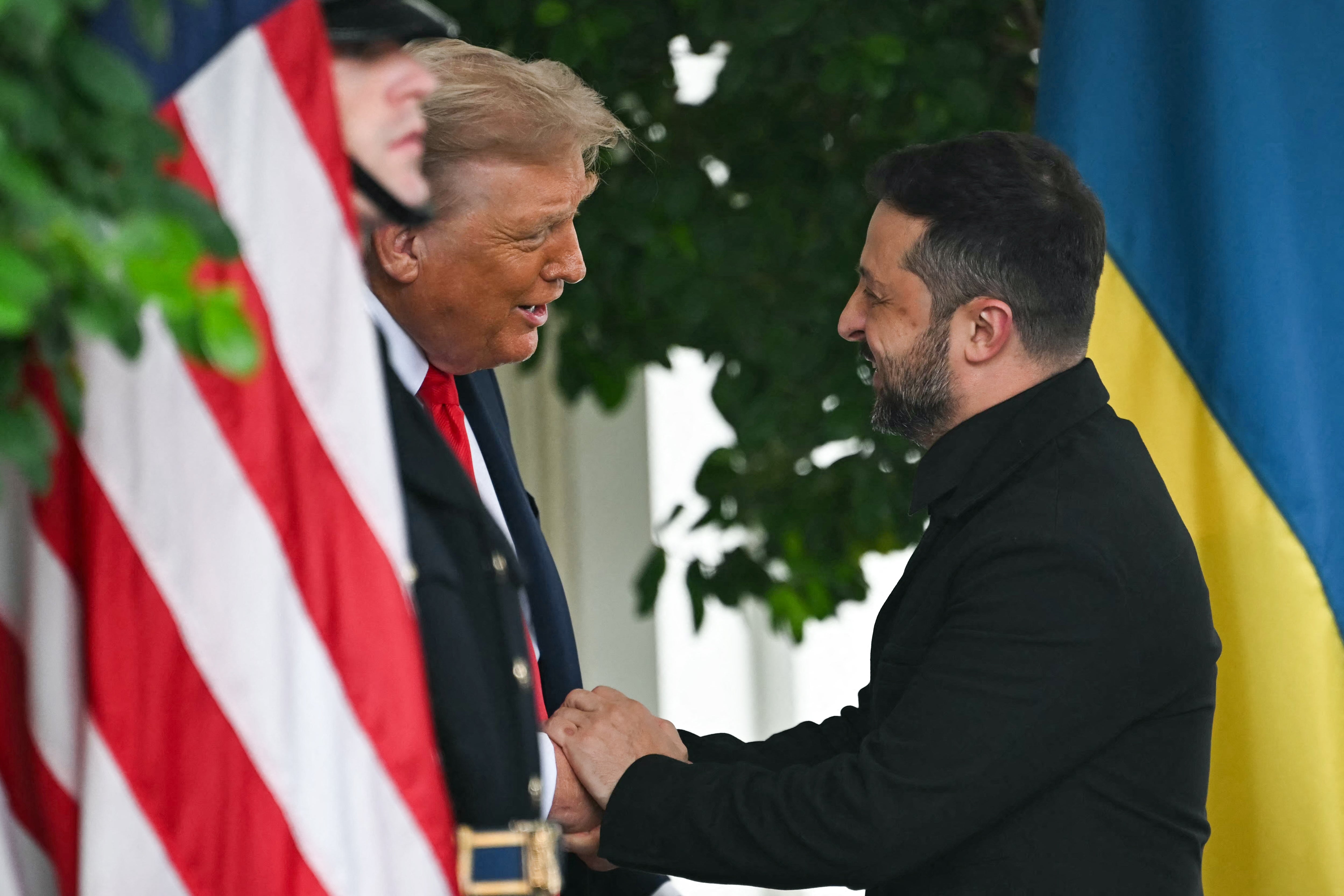 The Ukrainian president wore the same black jacket he wore to a June NATO summit in the Netherlands, which sources described as being ‘suit-style’ but not a full suit. He also wore a black shirt, but no tie