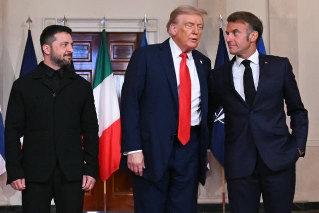 <p>Zelensky with Trump and Macron</p>