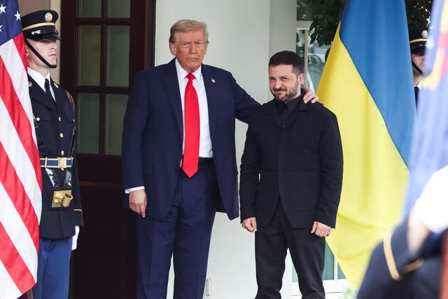US president Donald Trump (left) welcomes Ukrainian President Volodymyr Zelensky to the West Wing of the White House (Samuel Corum/PA)