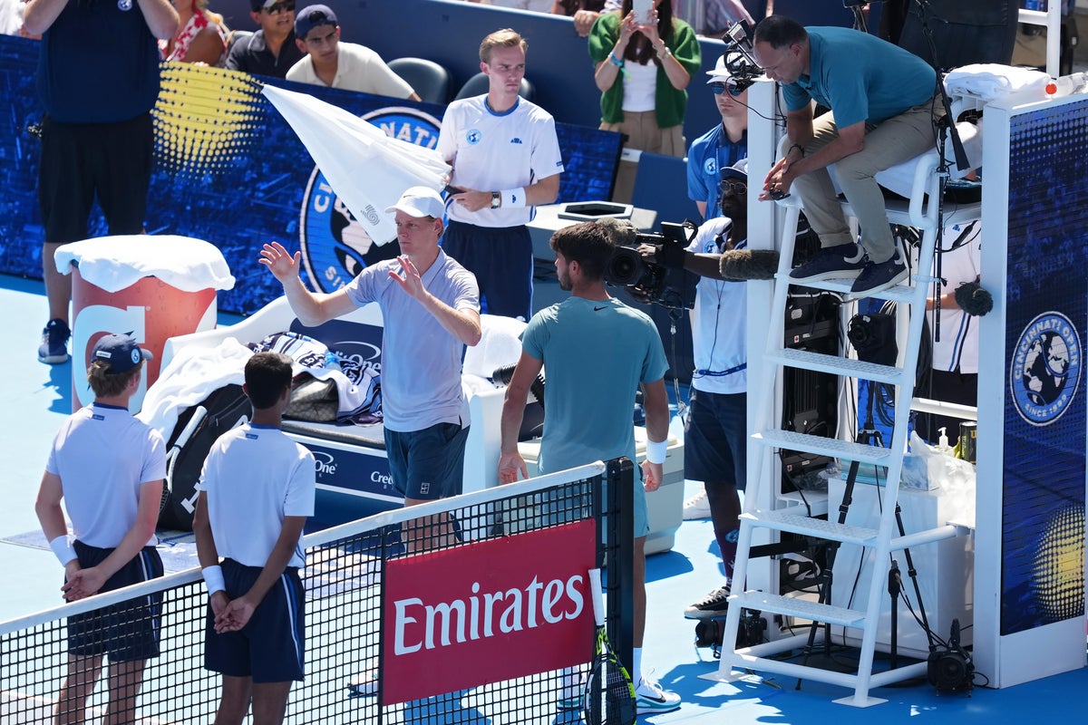 Jannik Sinner retires after just five games as Carlos Alcaraz wins Cincinnati Open final – live