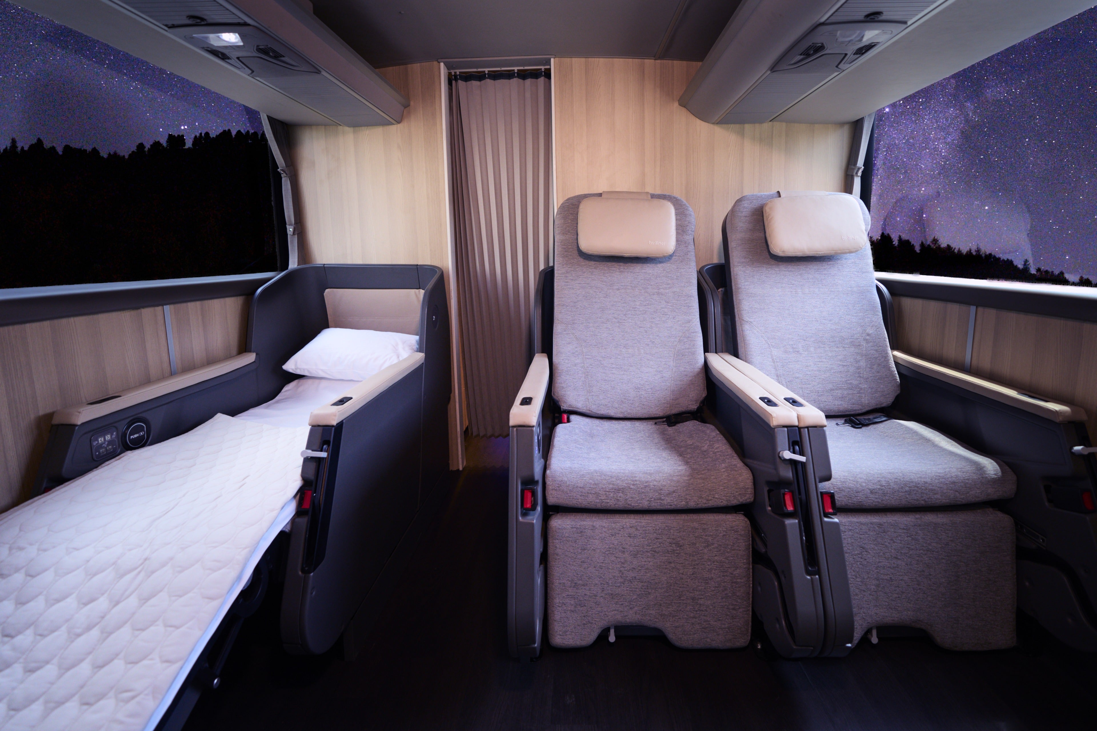 The company has designed sleeper seats that keep passengers safe while on the road