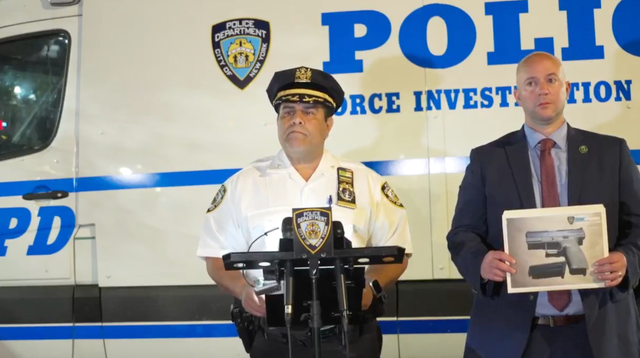 <p>Deputy Chief Eric Pagan, an executive officer of the Patrol Borough of Manhattan North, spoke to reporters in the early hours of Monday </p>