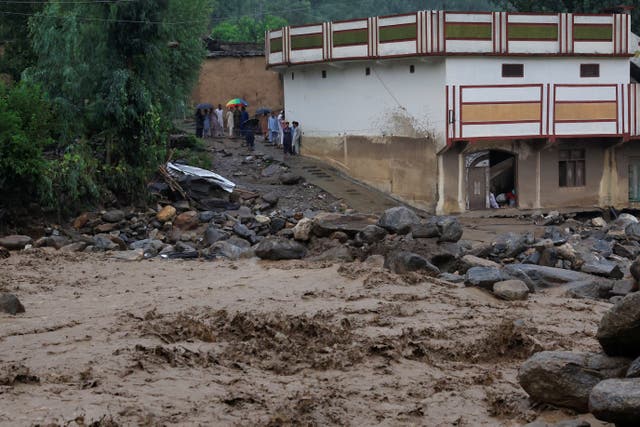 <p>The aftermath of a storm that caused heavy rains and flooding in Bayshonai Kalay in Buner</p>