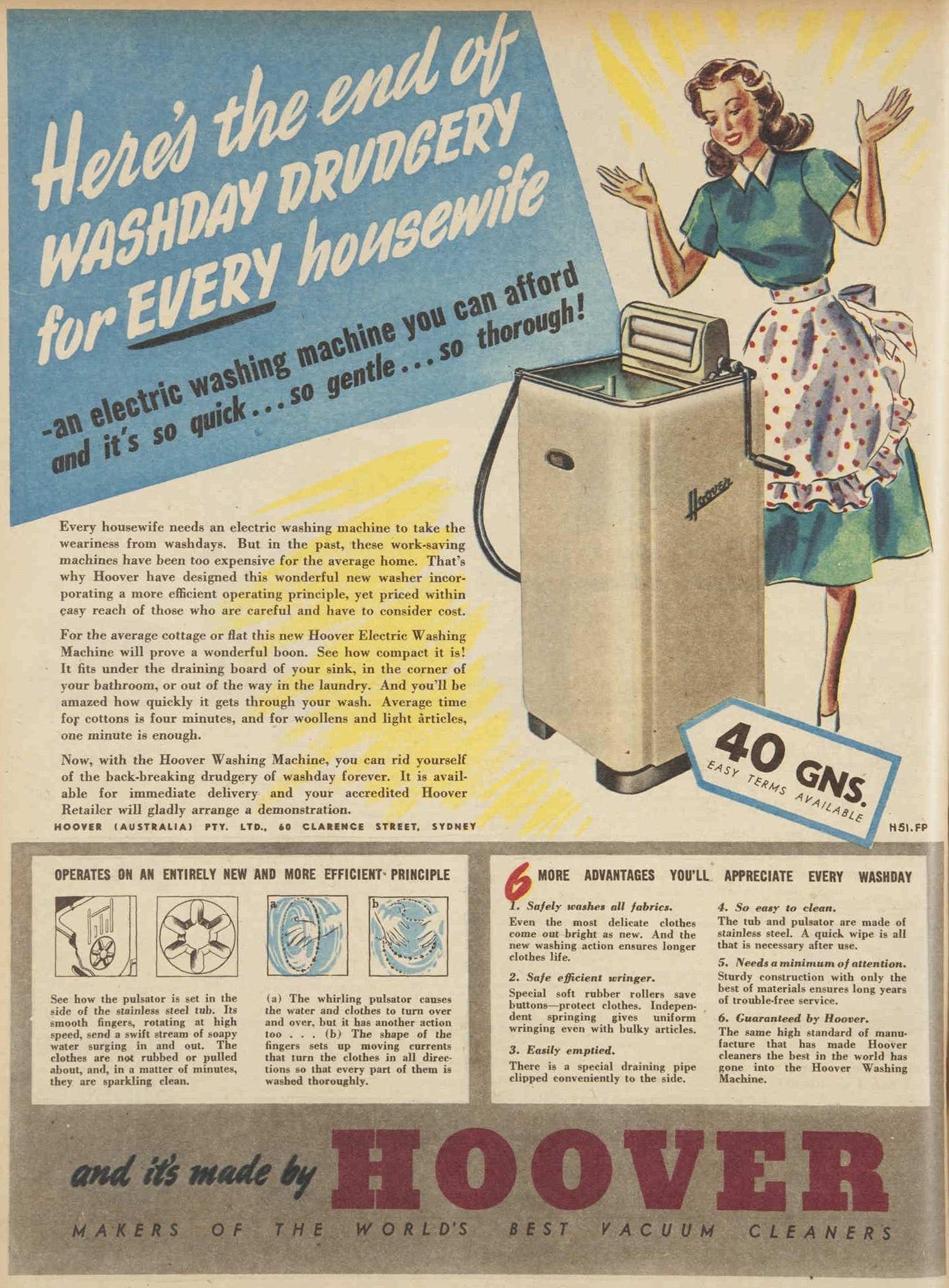A 1940s advert for a Hoover washing machine
