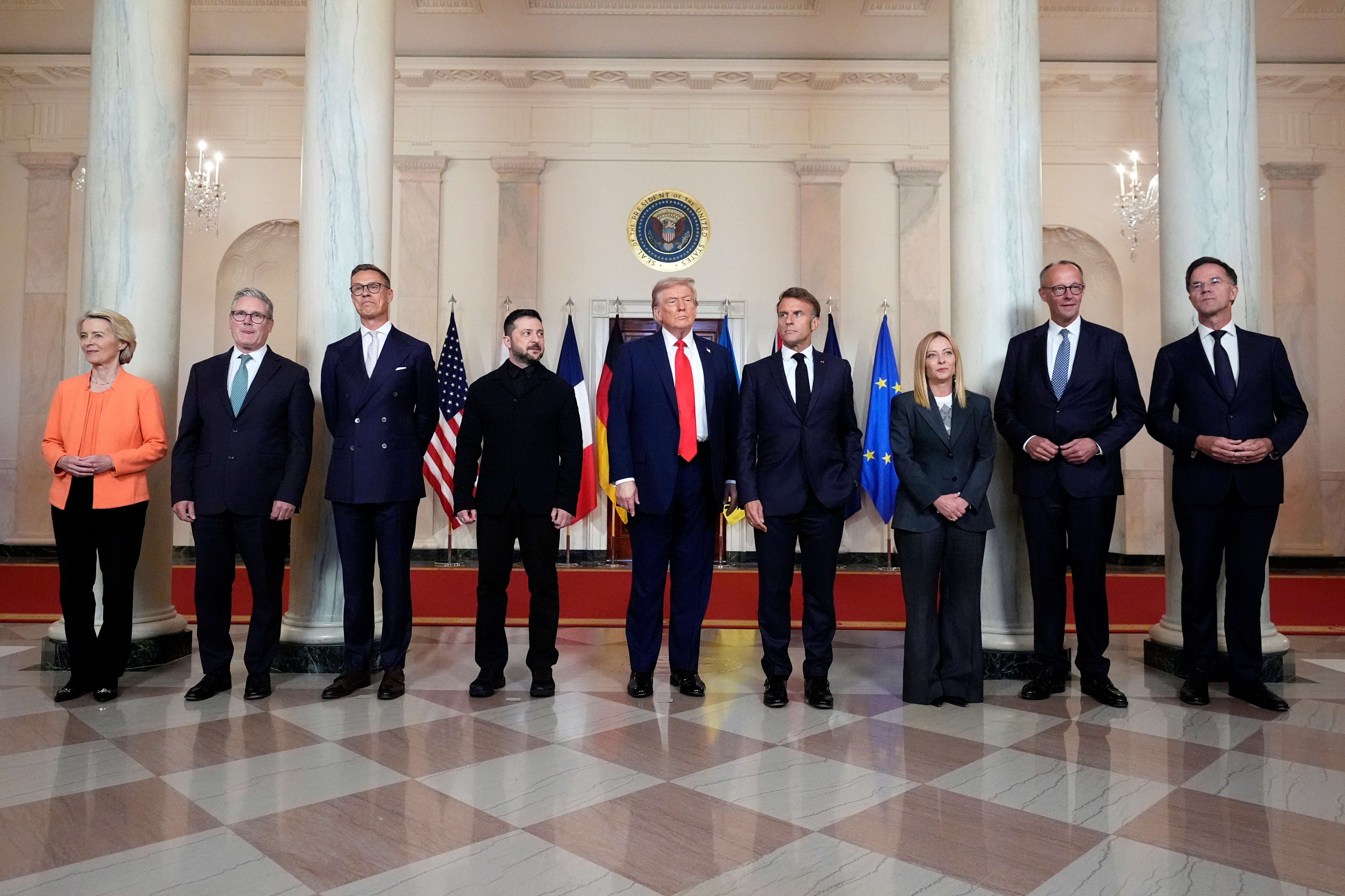 President Trump met with European leaders on Monday to discuss a peace deal for Ukraine