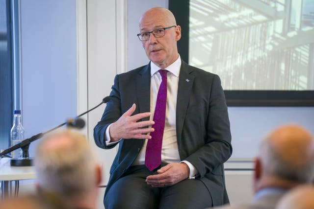 First Minister John Swinney told an audience in Edinburgh he was focused on ‘the country and the future’, and refused to comment on claims Nicola Sturgeon made about her predecessor (Jane Barlow/PA)
