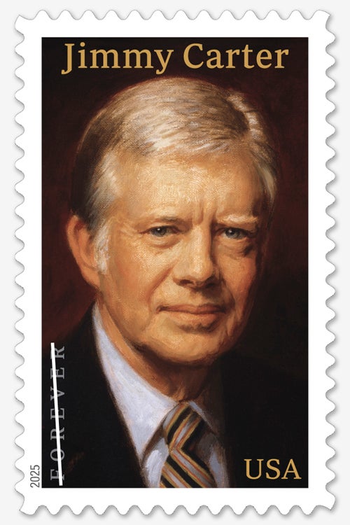 The stamp is based on a 1982 portrait