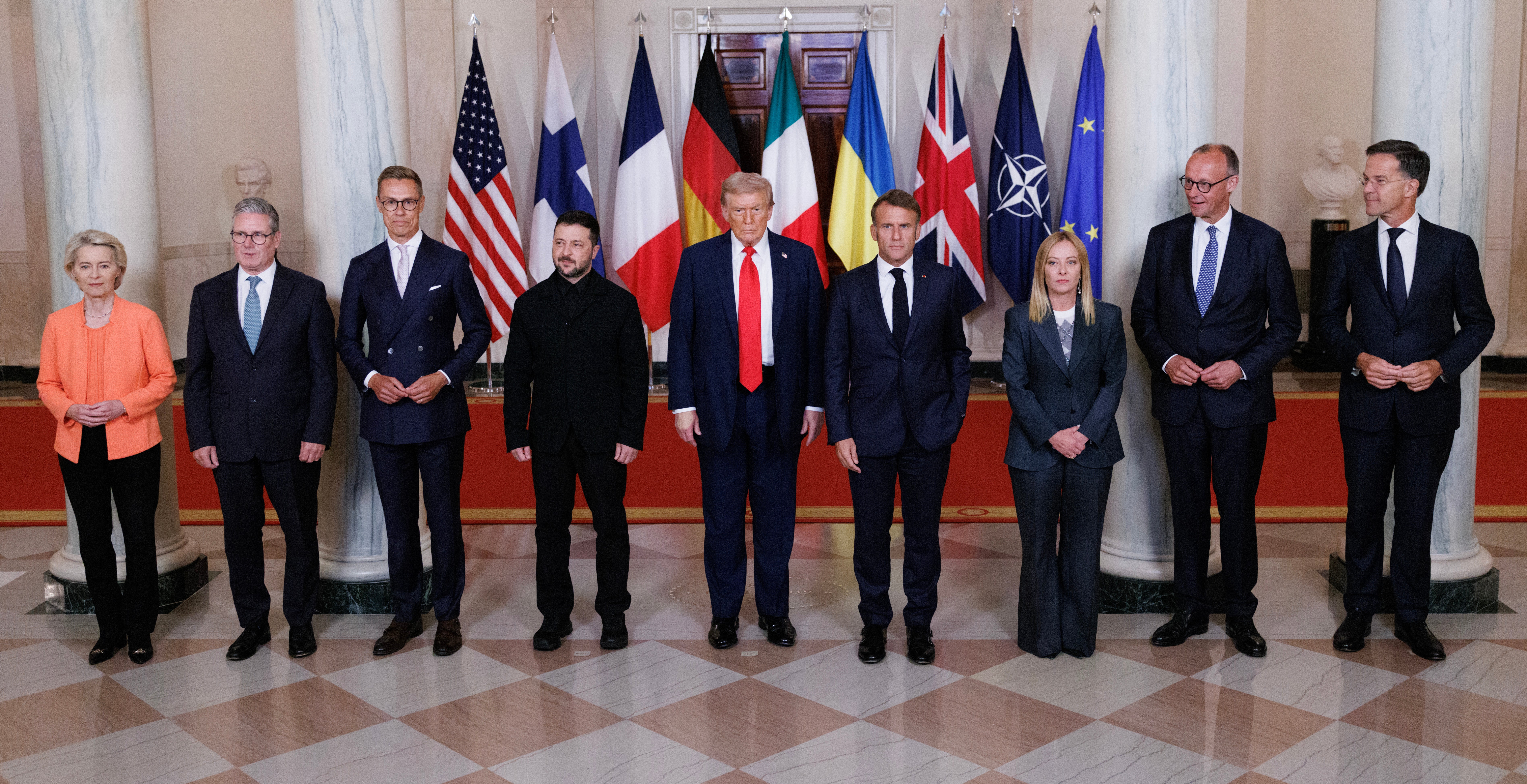 At Monday’s historic meeting with Zelensky and European leaders— including U.K. Prime Minister Keir Starmer and NATO Secretary General Mark Rutte—Trump gave a commitment of American resources for the future security of Ukraine.