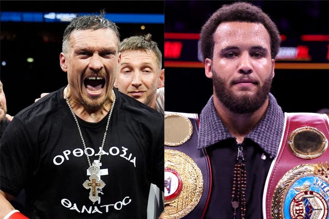<p>There have been calls for rising British heavyweight Moses Itauma (right) to take on undisputed champion Oleksandr Usyk (Bradley Collyer/Steve Welsh/PA)</p>