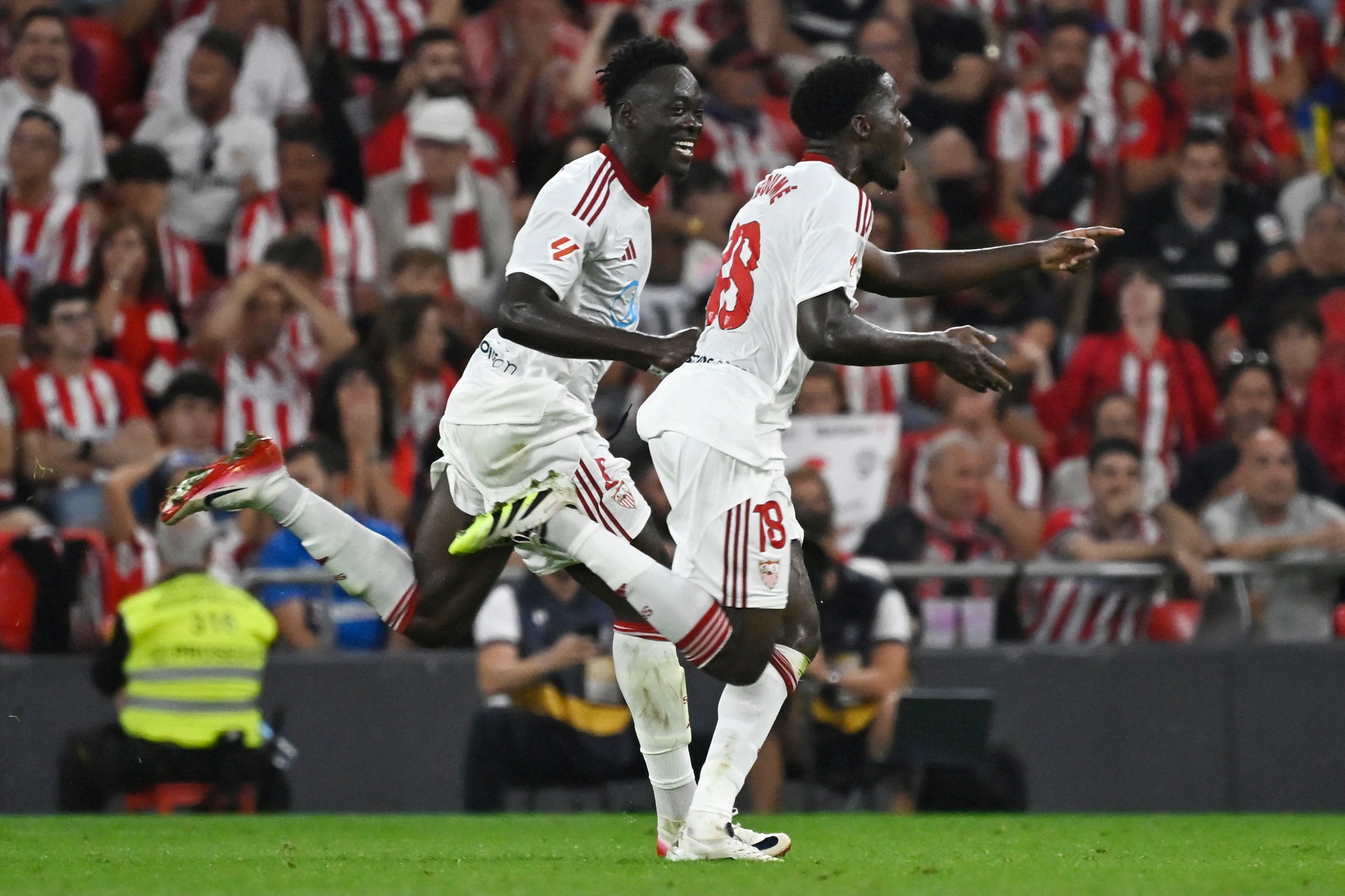 Lucien Agoume (right) scored for Sevilla against Athletic Bilbao at the weekend