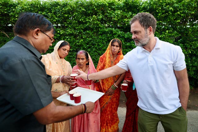 <p>Rahul Gandhi seen sharing tea with Bihar voters declared dead by India’s poll body Election Commission at his sprawling bungalow in New Delhi</p>