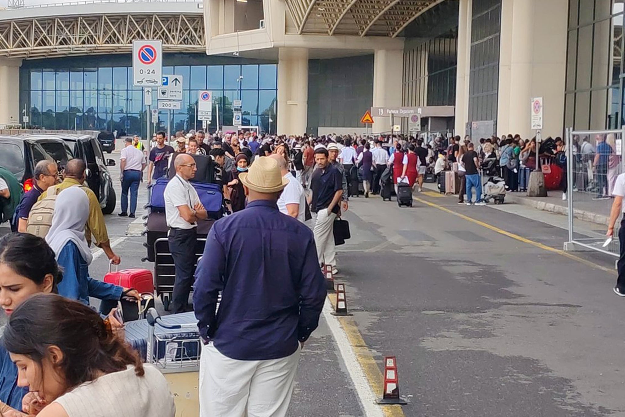Border police officers arrived soon and restrained the man, while ICTS Airport Security Company staff tried to expel the flames