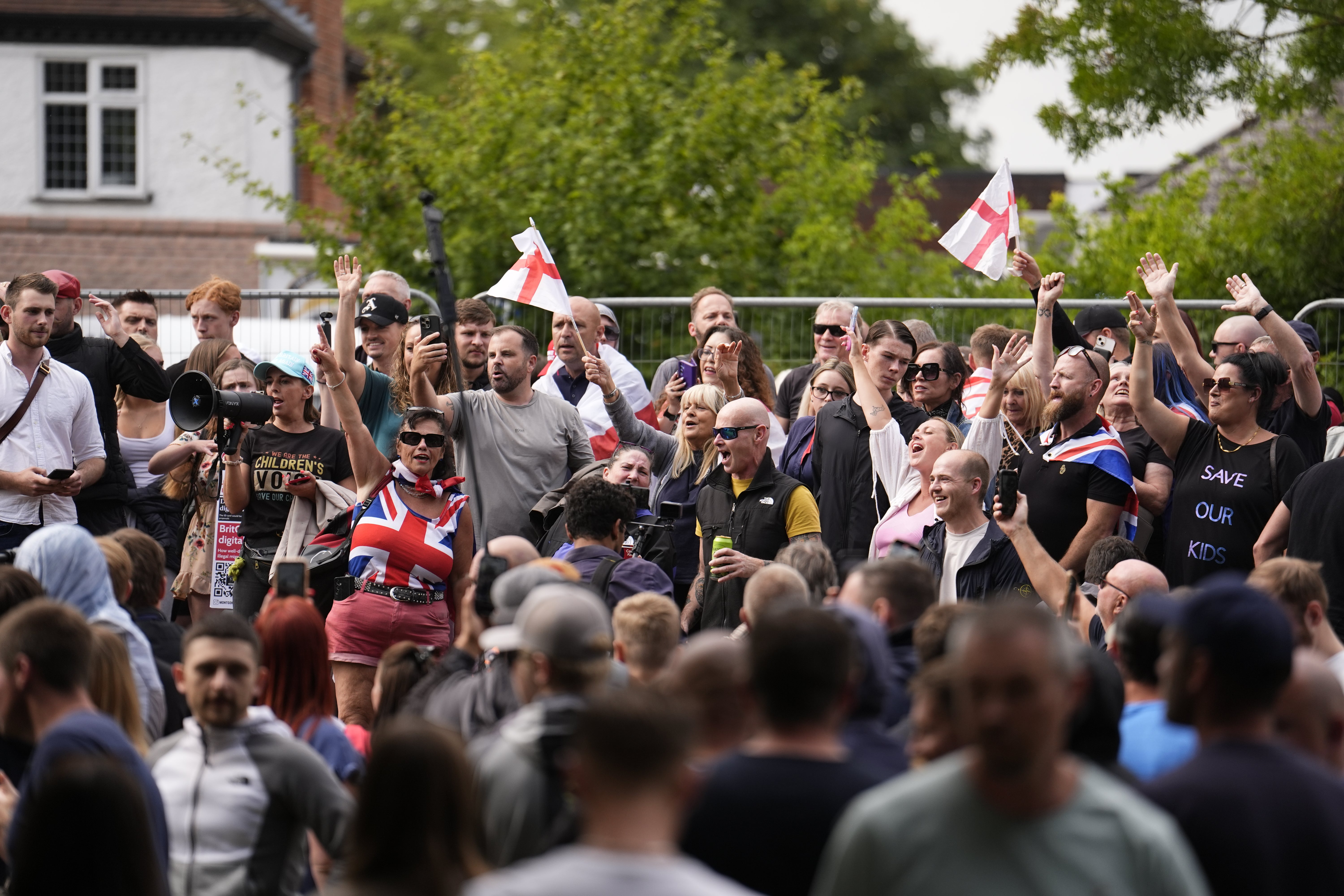 Protesters outside the Bell Hotel in Epping earlier this month