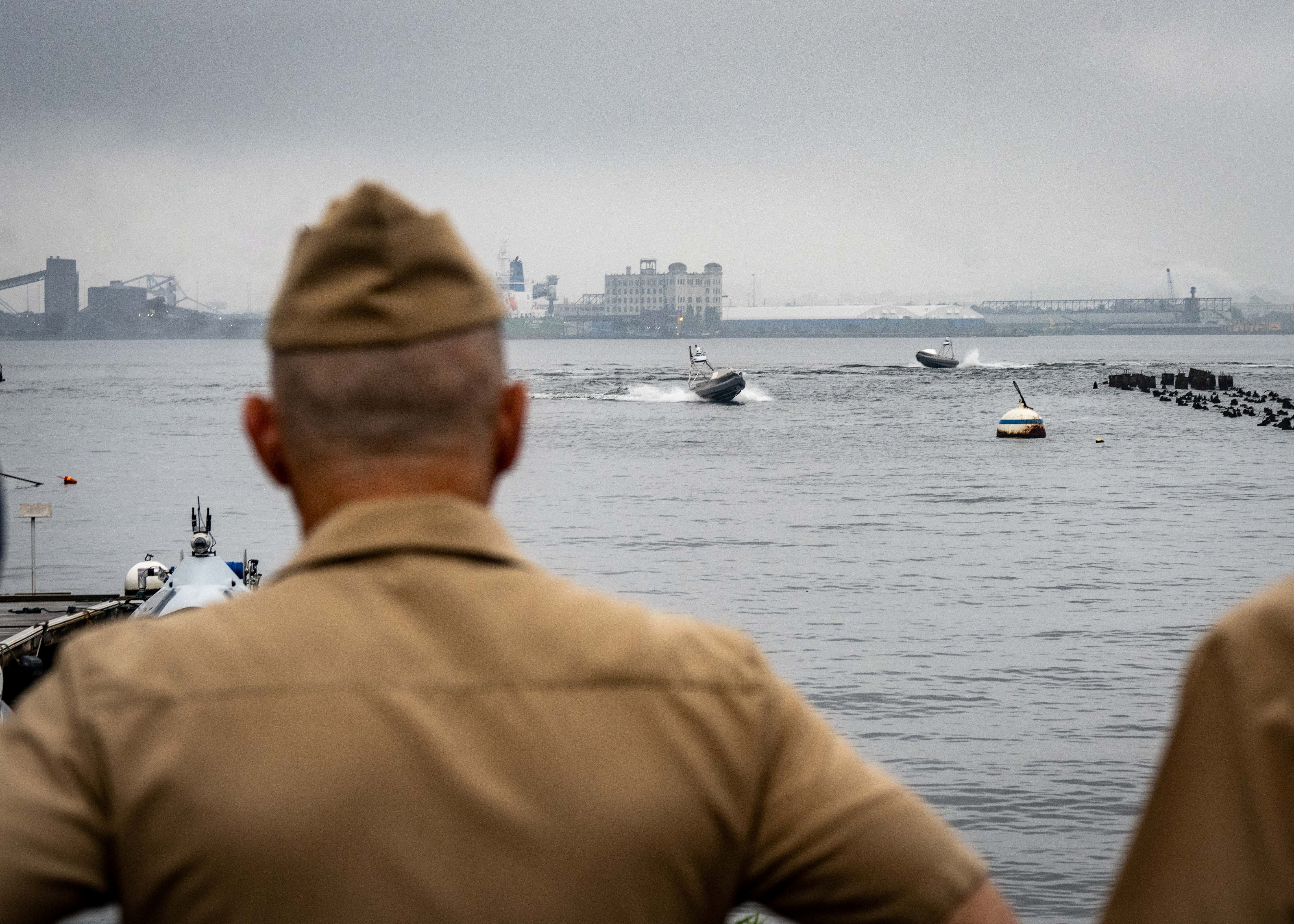 Acting Chief of Naval Operations Admiral Jim Kilby visited BlackSea Technology facilities to view the U.S. Navy's Global Autonomous Reconnaissance Craft program in Baltimore, Maryland, on June 18. He said the new systems would play a ‘critical role.’