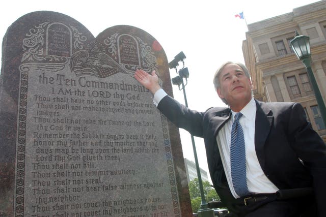<p>Texas Governor Greg Abbott joined several other GOP-led states requiring the Ten Commandments in every public school classroom, setting up a Supreme Court showdown on the separation of church and state</p>