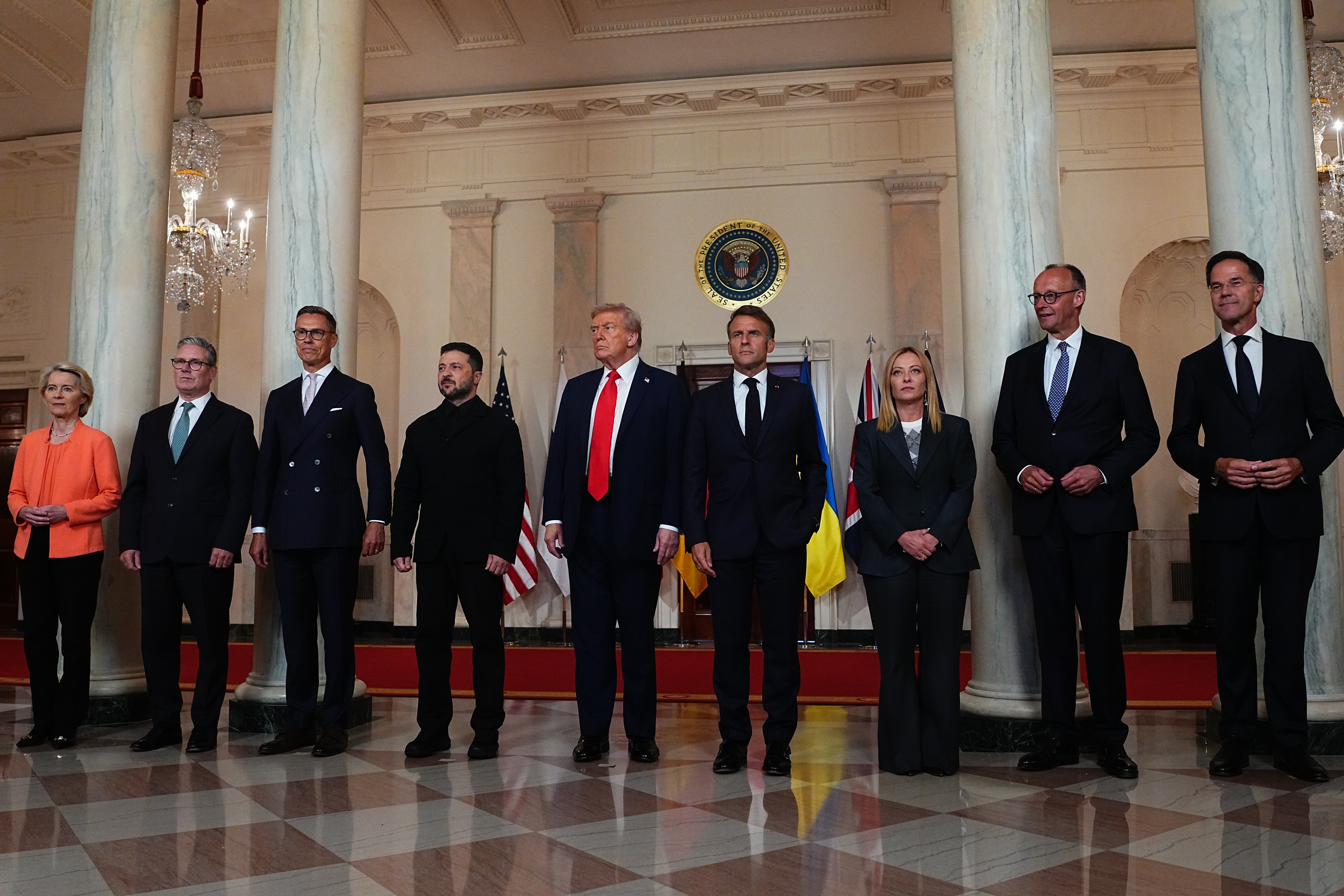 Sir Keir Starmer joined European leaders in a show of support for Ukrainian president Volodymyr Zelensky as he met Donald Trump at the White House