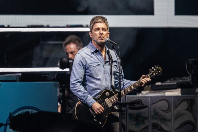 <p>Noel Gallagher performs on the opening night of their Live 25' Tour in Cardiff</p>
