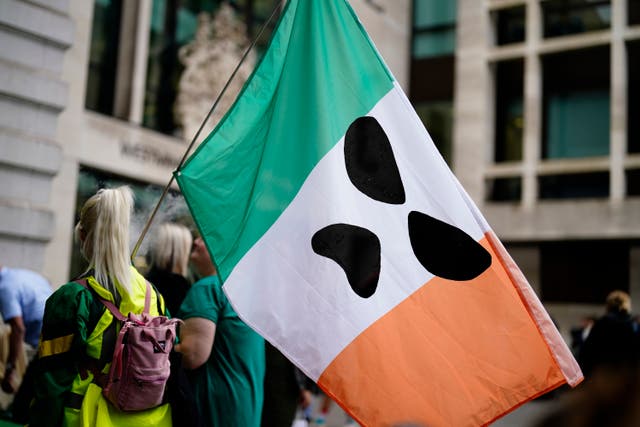 <p>Supporters of Kneecap's Liam Og O hAnnaidh outside Westminster Magistrates' Court, London, where he is charged with a terrorism offence. The 27-year-old, of Belfast, who performs under the stage name Mo Chara, has been charged with a terrorism offence relating to displaying a flag in support of Hezbollah at a gig at the O2 Forum in Kentish Town, London, on November 21 last year. Picture date: Wednesday August 20, 2025. PA Photo. Photo credit should read: Jordan Pettitt/PA Wire</p>