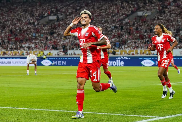 <p>Luis Diaz scored on his competitive debut for Bayern in the Super Cup last week</p>