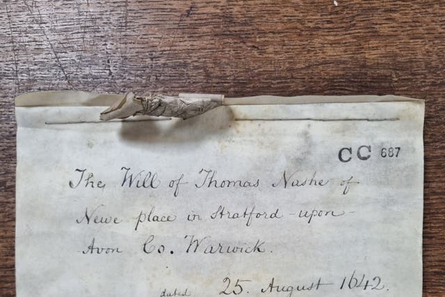 The document, drawn up by Thomas Nash on August 25 1642, was discovered Dr Dan Gosling, a historian at The National Archives (The National Archives/PA)