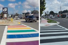 Rainbow crosswalk outside Florida Pulse nightclub where 49 LGBT+ people were killed is removed overnight on Trump’s orders