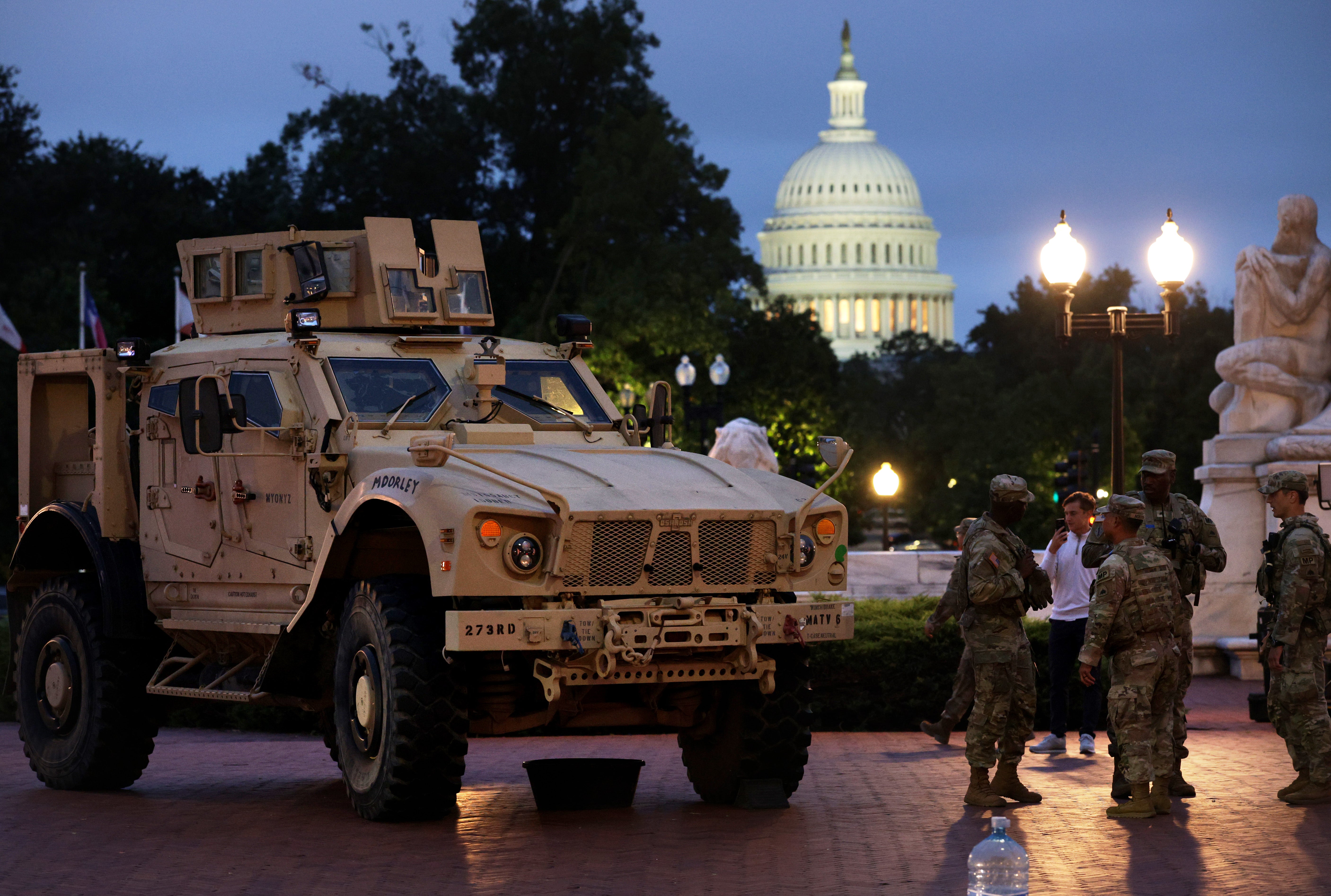 President Donald Trump left the White House Thursday evening to patrol the streets of Washington, D.C.