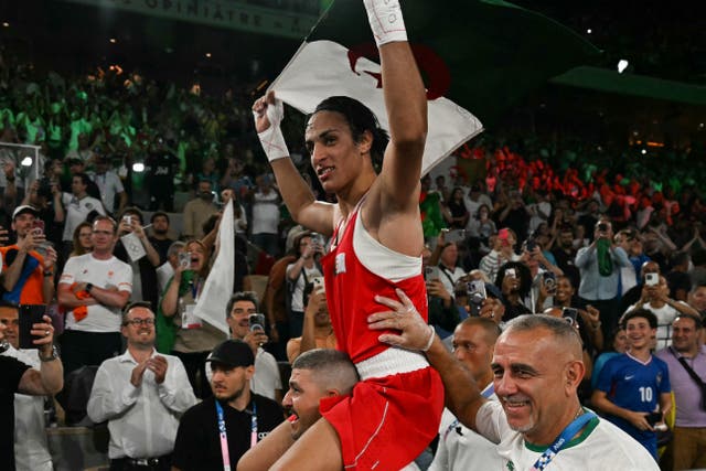 <p>Imane Khelif won gold in the women's 66kg boxing event at the Paris Olympics</p>