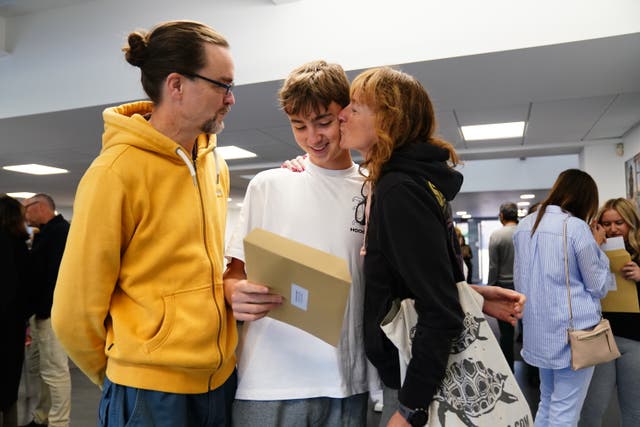 <p>Samuel Hughes at Solihull School in Solihull receiving his GCSE results</p>
