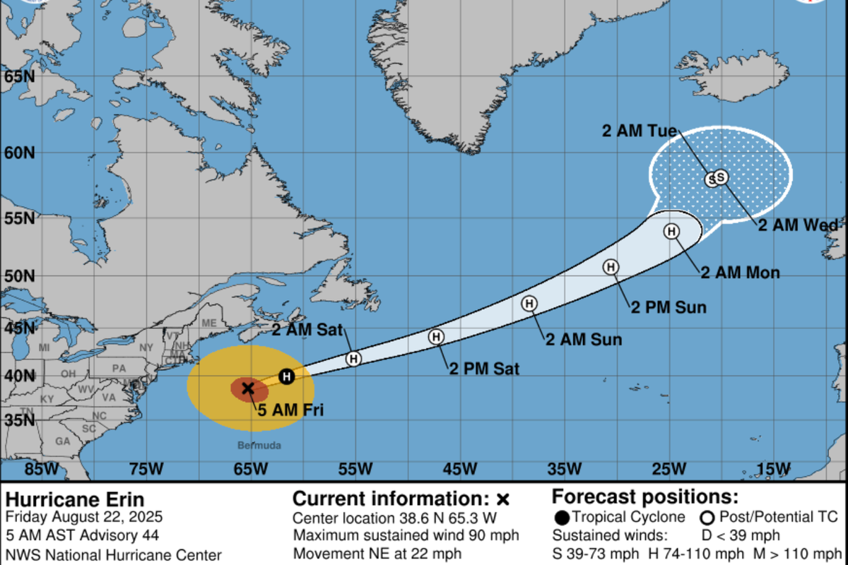 Hurricane Erin mapped: Tracking areas impacted by storm surge and 20-foot waves