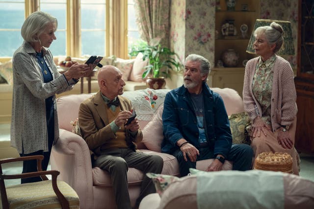 <p>The Thursday Murder Club (L to R) Helen Mirren, Sir Ben Kingsley, Pierce Brosnan, and Celia Imrie</p>