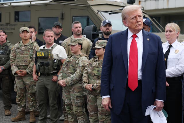 <p>President Donald Trump boasted he knows 'more about grass than any human being' during a photo op with National Guard troops in Washington, D.C., as he talked about beautifying the nation’s capital city</p>