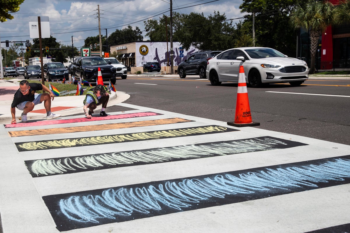 Activists redecorate Florida’s commemorative LGBT crosswalk after it was removed