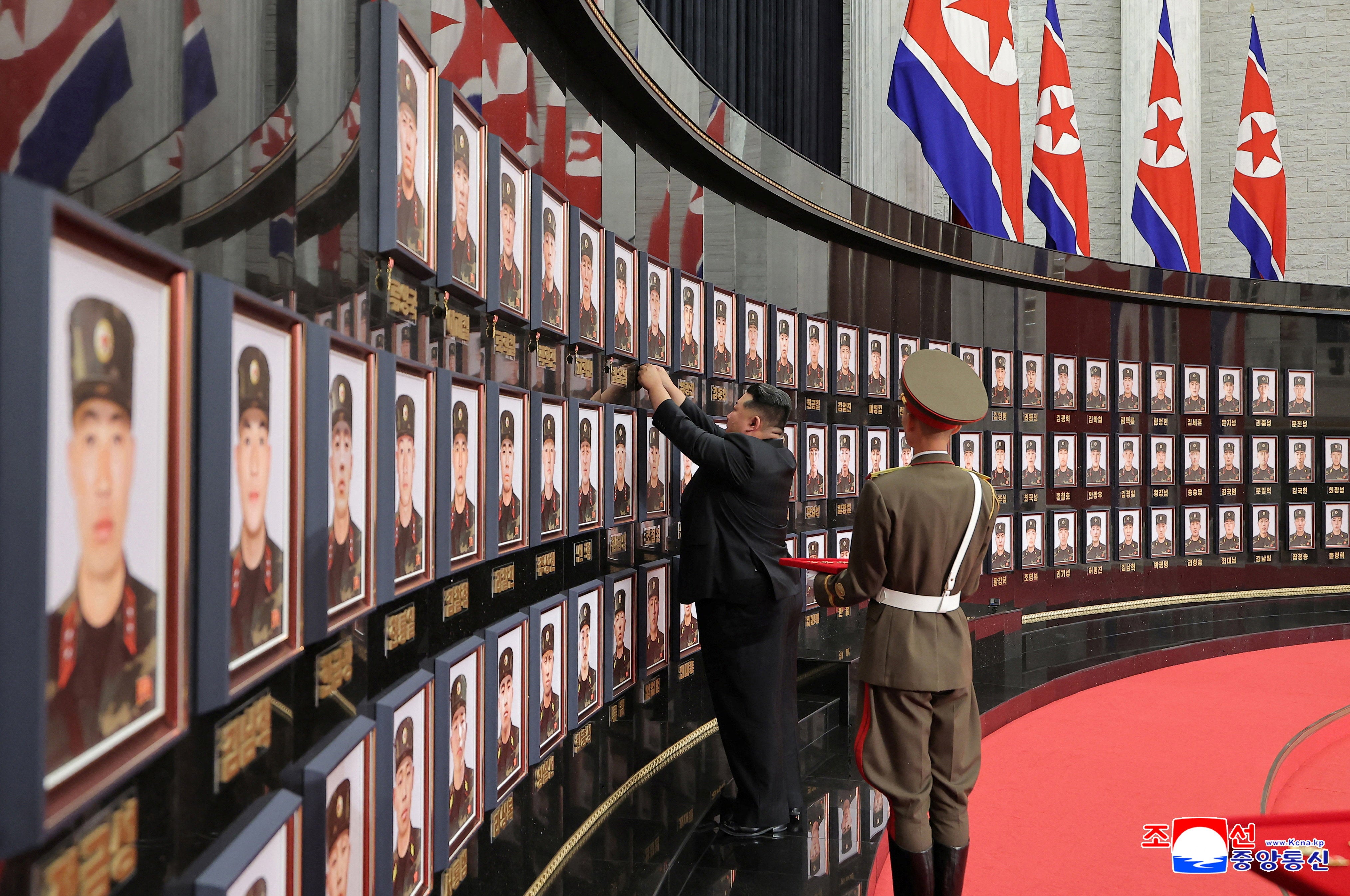 North Korean leader Kim Jong attends a national commendation ceremony for the commanders and fighters who fought in Russia