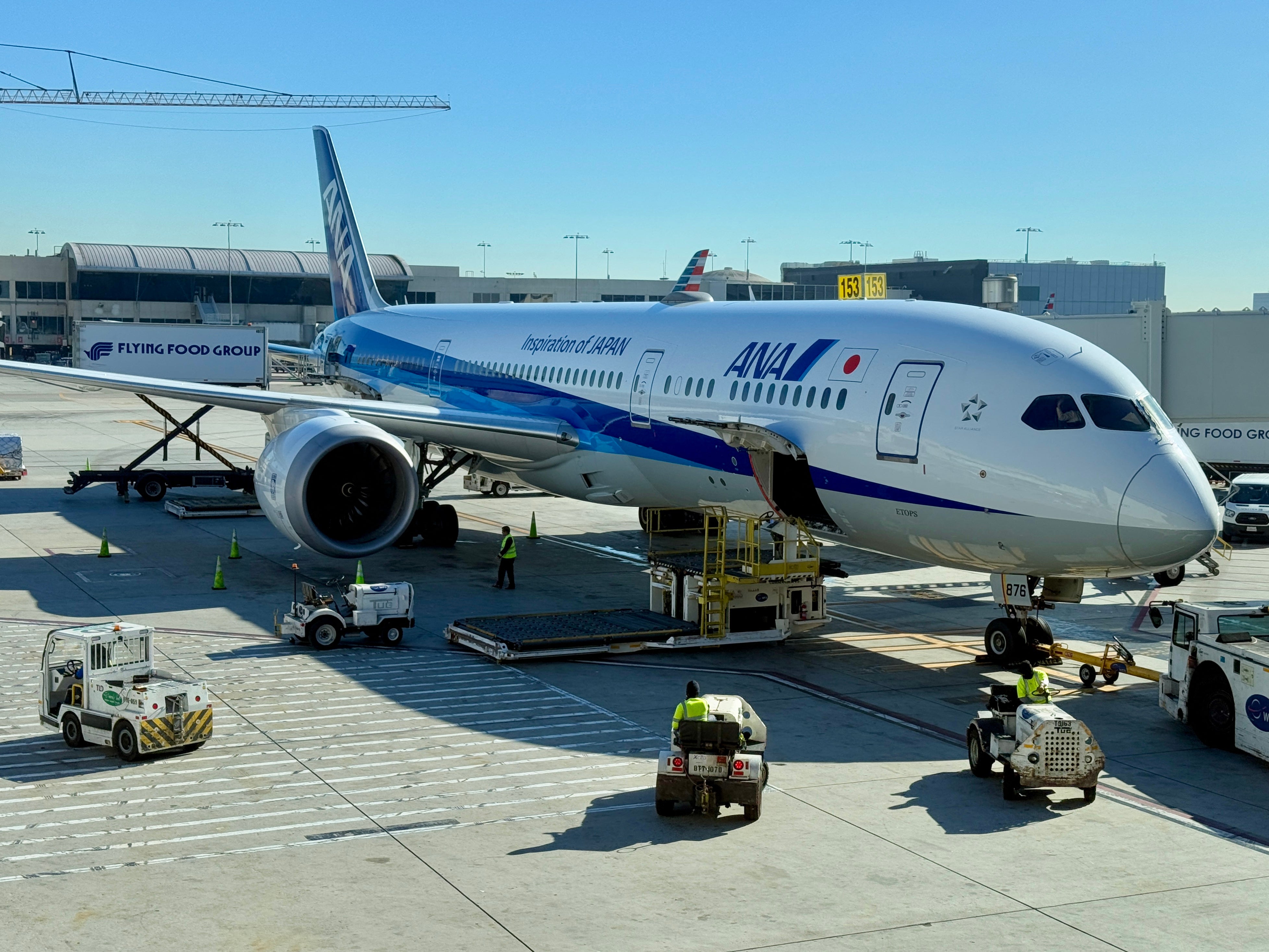 File. An ANA Airlines Boeing 777 sits at gate in Los Angeles International Airport (LAX), located in Southern California, on 6 January 2025
