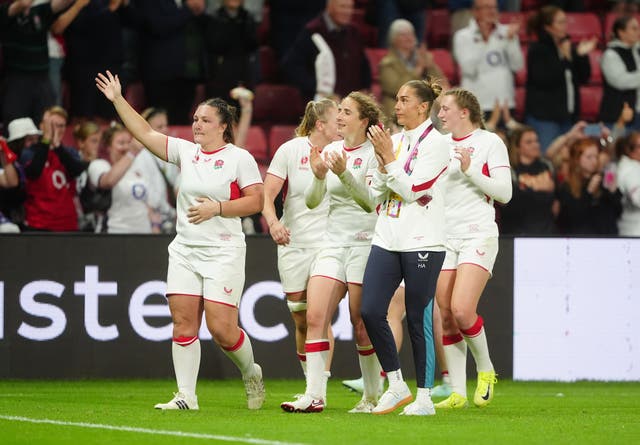 <p>The Red Roses kicked off the tournament in front of a record-breaking crowd of 42,723 at the Stadium of Light (Owen Humphreys/PA)</p>