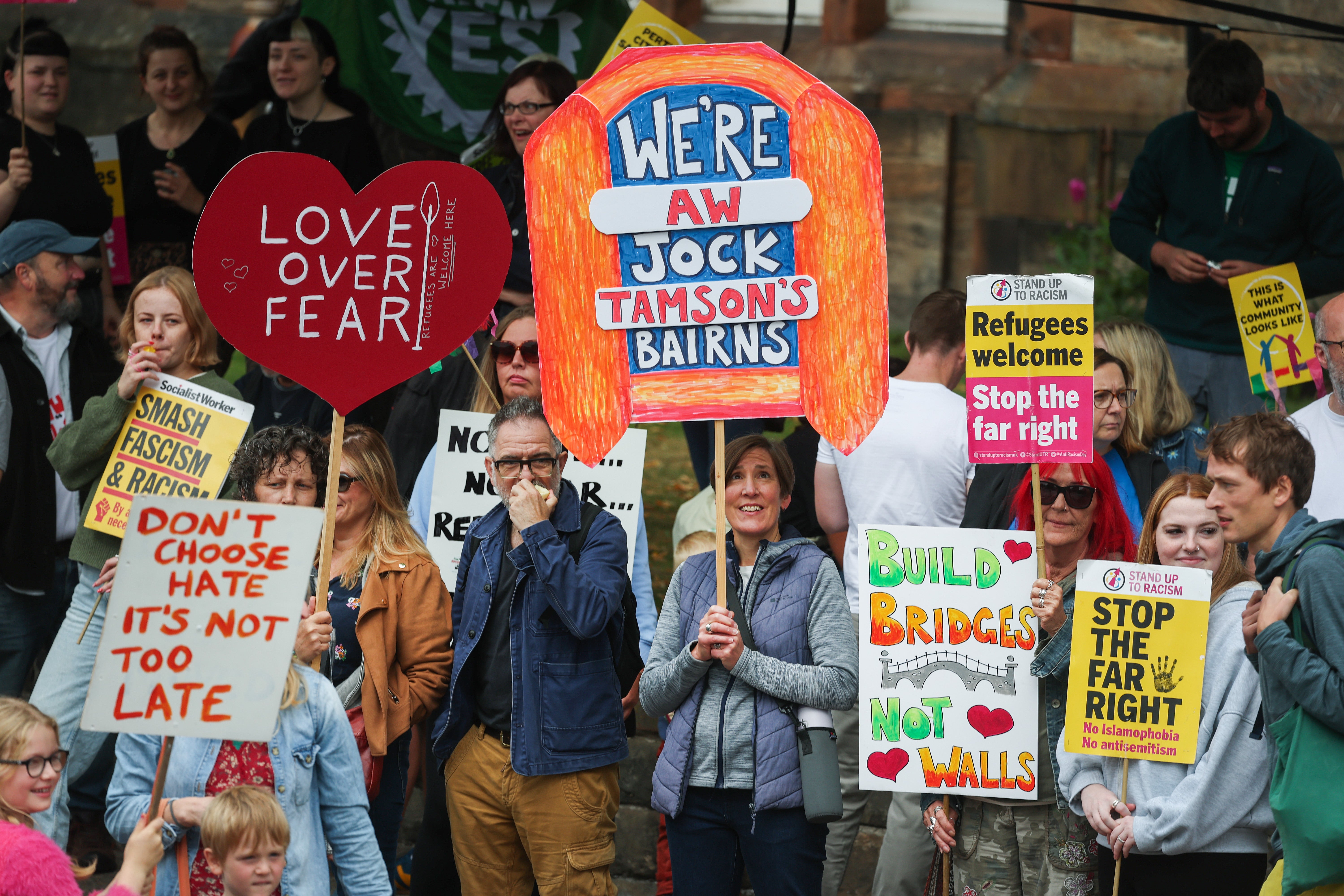 Perth Against Racism held a counter protest against an Abolish Asylum System protest outside the Radisson Hotel