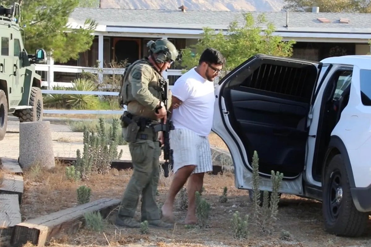 Emmanuel Haro’s father, clad in prison jumpsuit, seen helping police search for baby’s body in California badlands