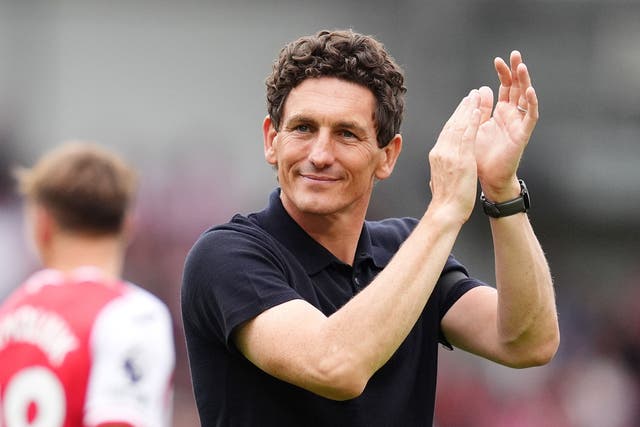 Keith Andrews celebrated his first win as Brentford boss against Aston Villa (Adam Davy/PA)