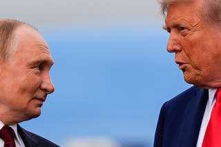 President Donald Trump and Russia's president Vladimir Putin talk, Friday, 15 August 2025