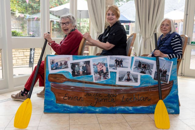 Residents at Chamberlain Care Home in Edinburgh have taken up rowing to support three Scottish brothers aiming to become the fastest people to row across the Pacific (Jeff Holmes/PA)
