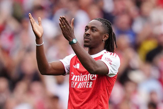Eberechi Eze was presented to the Emirates crowd prior to kick-off on Saturday (John Walton/PA)