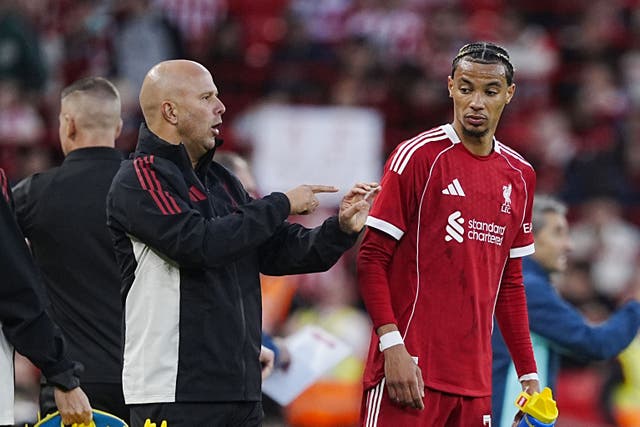 Liverpool head coach Arne Slot does not believe his substitutions have contributed to the concession of goals (Peter Byrne/PA)