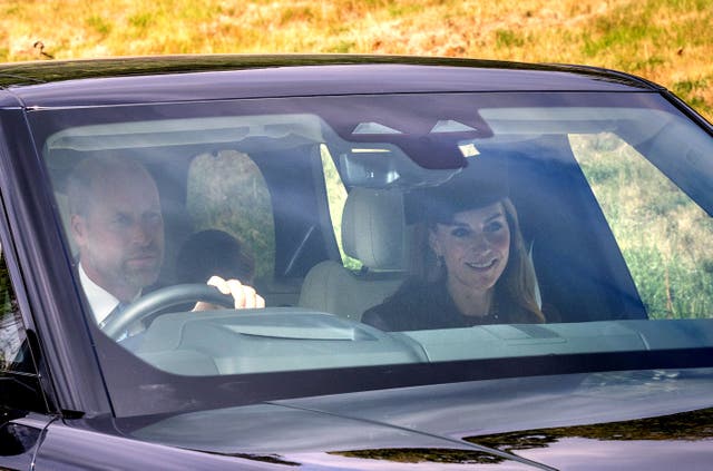 <p>The Prince and Princess of Wales attend a service at Crathie Kirk, near Balmoral</p>