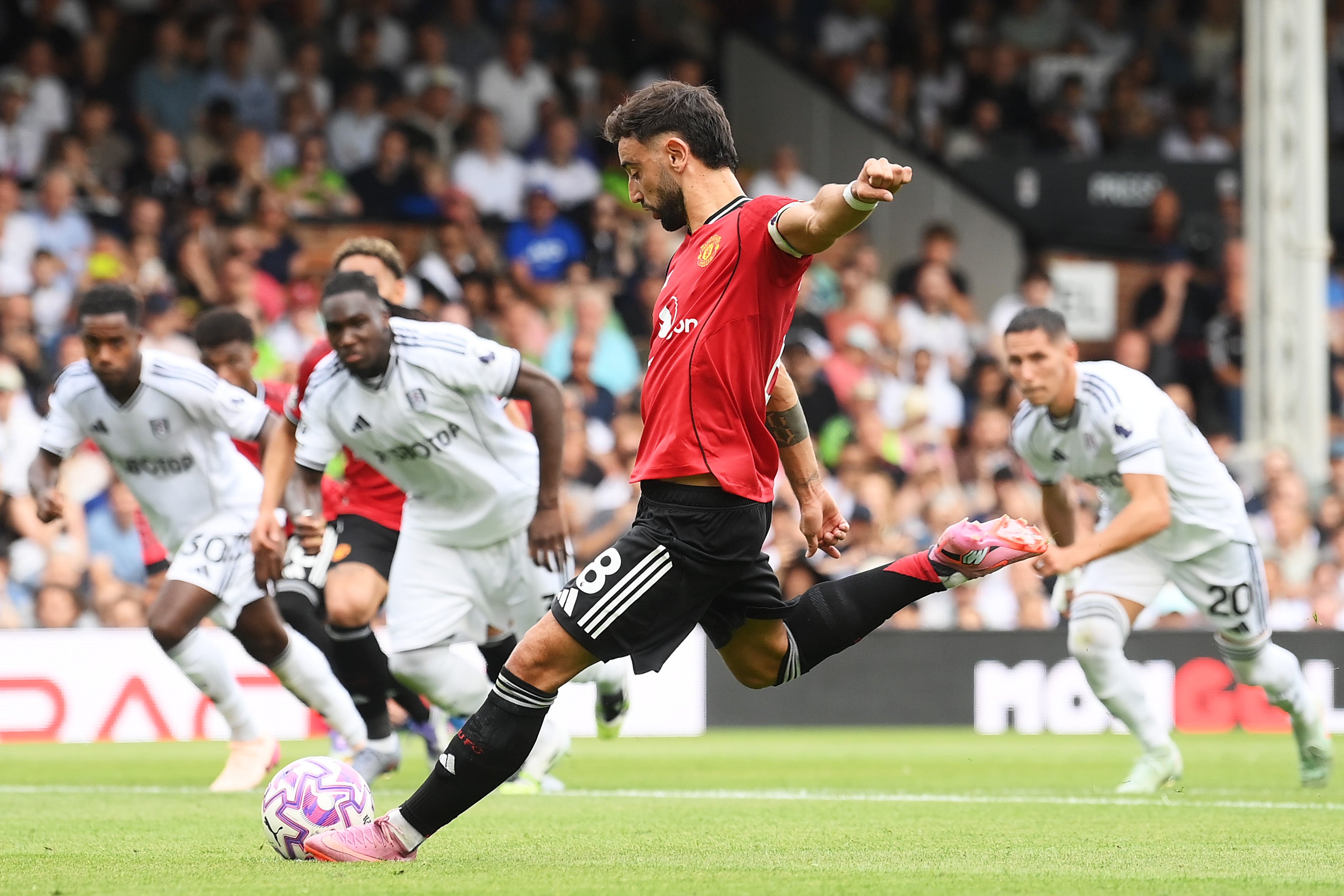Bruno Fernandes misses a penalty in the first half