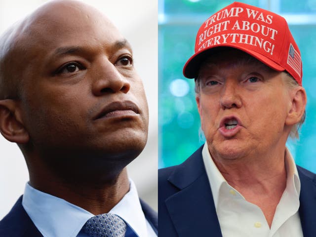 <p>Donald Trump launched two attacks rooted in falsehoods or flat-out lies against Wes Moore, the governor of Maryland, who invited him to visit Baltimore</p>