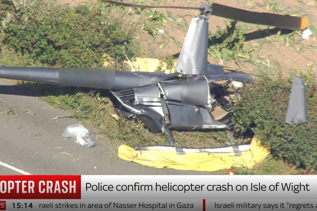 The helicopter crashed on the Isle of Wight during a flying lesson (Sky News/PA)